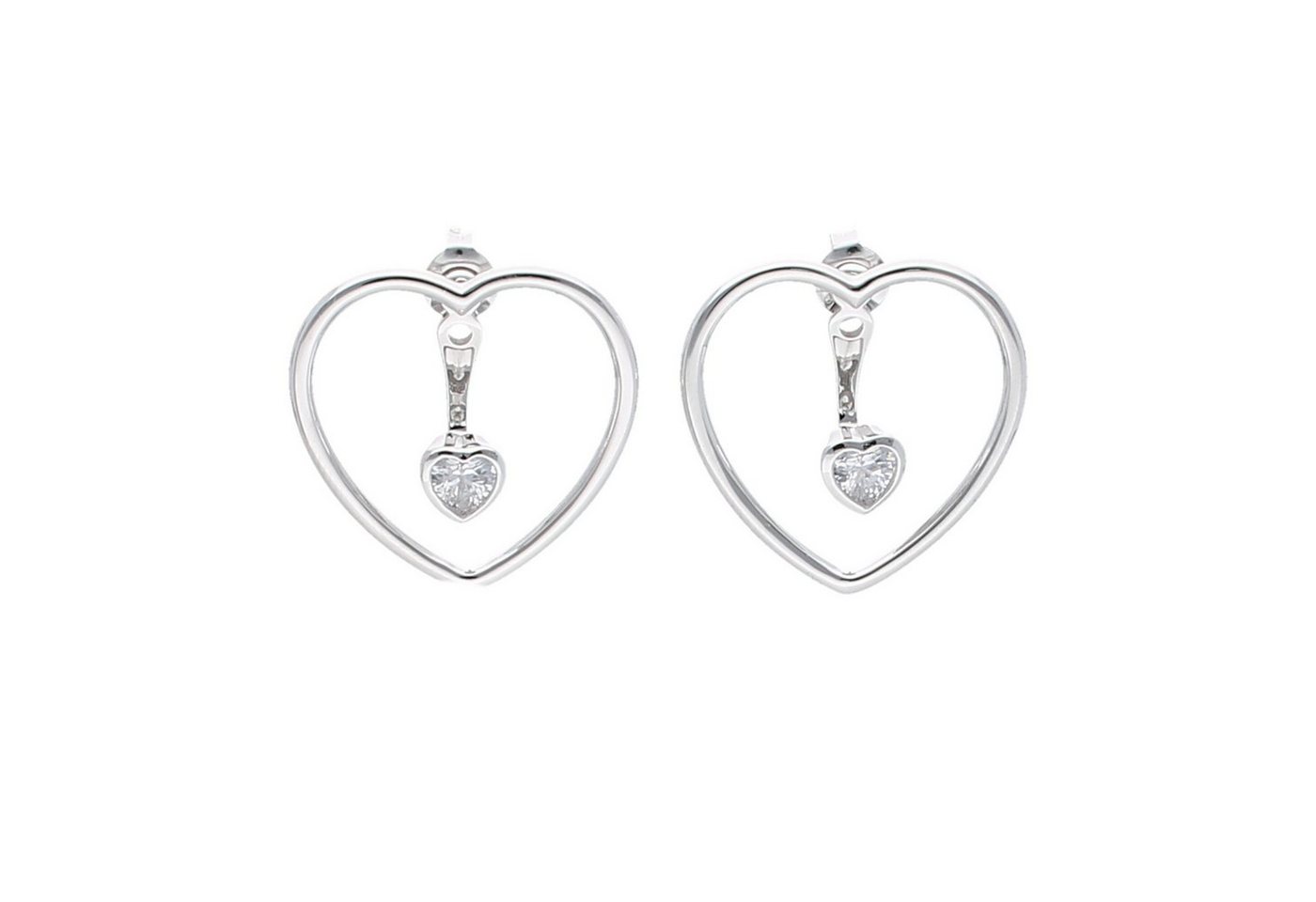 Smart Jewel Paar Ohrstecker zweiteilig, Herz, Zirkonia Steine, glanz, Silber 925 von Smart Jewel