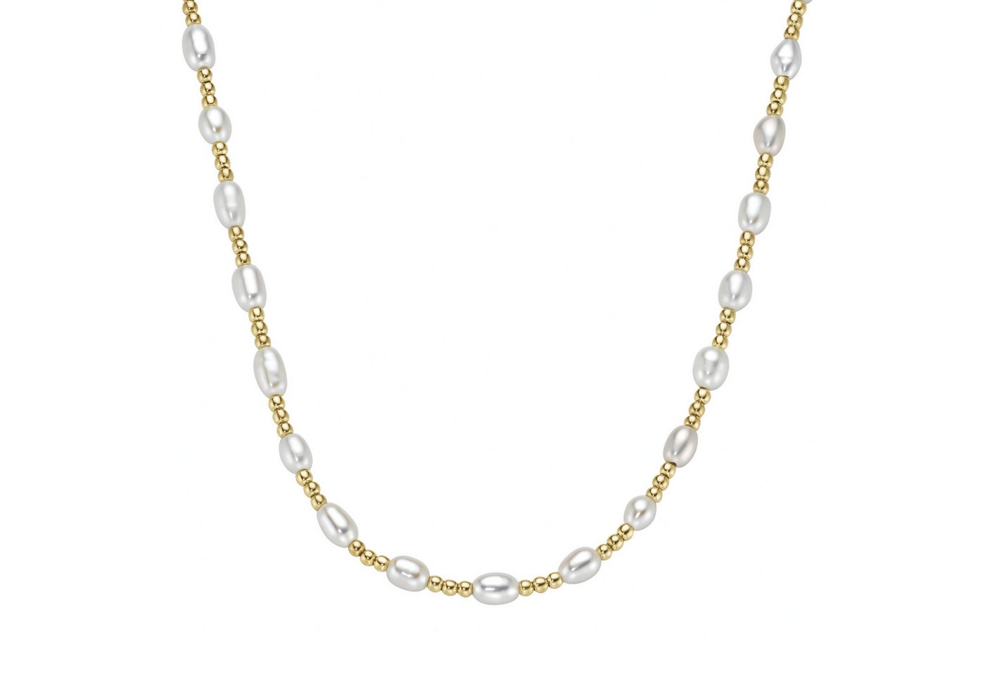 Smart Jewel Perlenkette mit Kugeln und Süßwasser-Perlen, Silber 925 von Smart Jewel