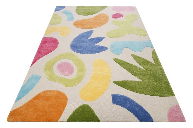 SMART KIDS Kinderteppich "Kimi" rechteckig 1,2 mm Höhe handgetuftet aus Naturfasern, bunt, abstraktes Design, Kinderzimmer von Smart Kids