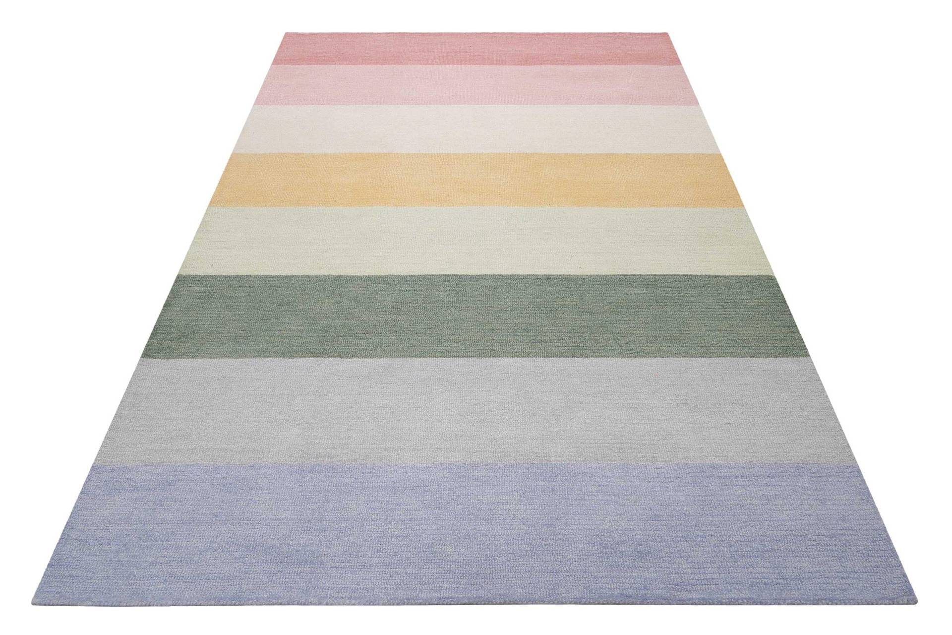 SMART KIDS Kinderteppich "Lio" rechteckig 1,2 mm Höhe handgetuftet aus Naturfasern, bunte pastellige Streifen, Kinderzimmer von Smart Kids