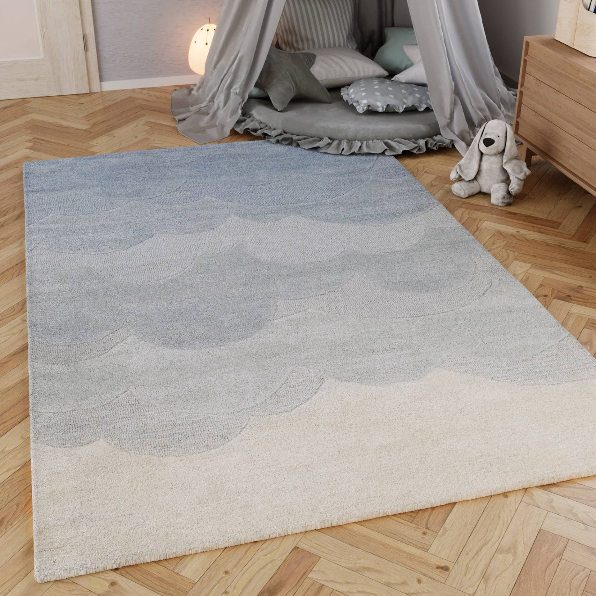 SMART KIDS Kinderteppich "Mika" rechteckig 1,2 mm Höhe aus Naturfasern, dezentes Wolken-Motiv, pastellfarben, Kinderzimmer von Smart Kids