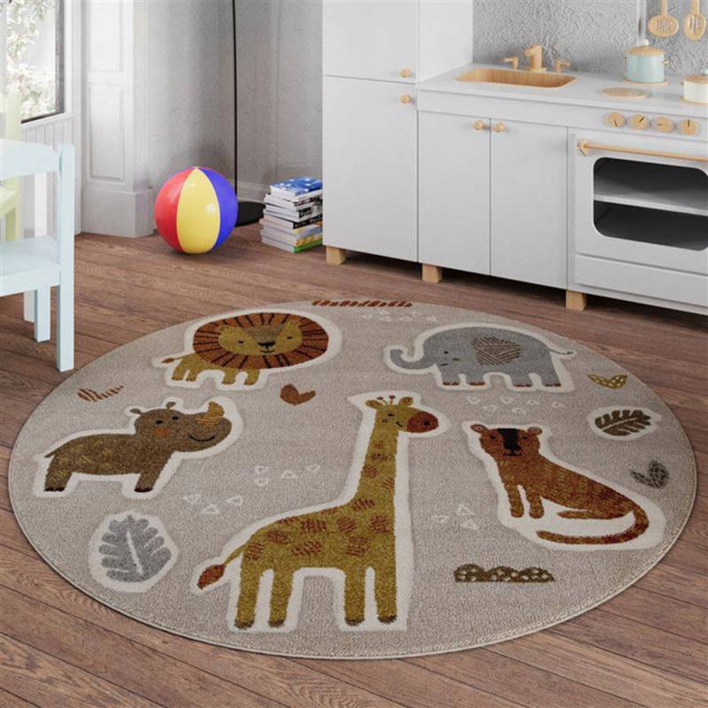 SMART KIDS Kinderteppich "Nala & Friends" rund 10 mm Höhe Moderner Spielteppich, strapazierfähig, pflegeleicht, Konturenschnitt von Smart Kids