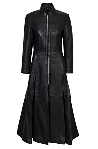 Damen New Matrix Schwarz Weiches Leder volle Länge Gothic Mantel Rock Jacke, Schwarz , 36 von Smart Range Leather