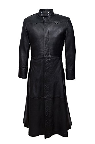 Smart Range Leather Matrix 'Männer Schwarze VOLLER LÄNGE Keanu Reeves Echt Nappa Lederjacke-Mantel (M) von Smart Range Leather