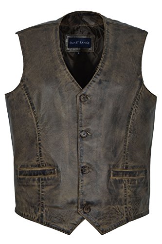 Smart Range 5226 Herren-Weste, modisch, stilvoll, schmutziges Braun, echtes klassisches Designer, echtes weiches Lammfell, Lederweste, Dirty Brown, XXXL von Smart Range Leather