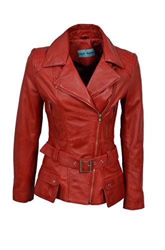 Smart Range Damen Jacke Rot Rot Frauen-Echtlederjacke mit Nieten von Smart Range Leather