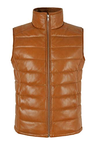 Smart Range Leather Frauen gepolsterte Weste Puffer Bodywarmer Echtes Leder Ärmellose Steppweste 5630 (EU 42) von Smart Range Leather