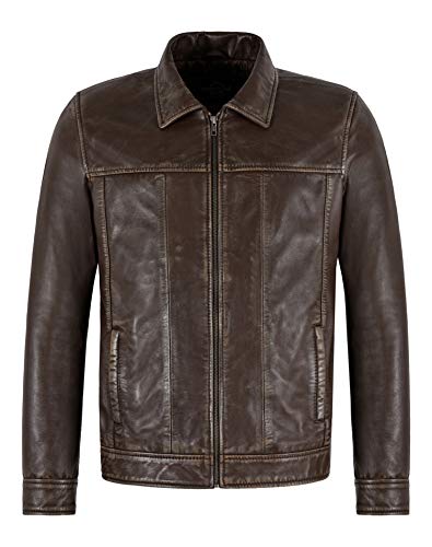 Smart Range Leather Herren CLASSIC Vintage Jacke Braun Pre-Distressed Echtleder Bikerjacke 5462 (S) von Smart Range Leather