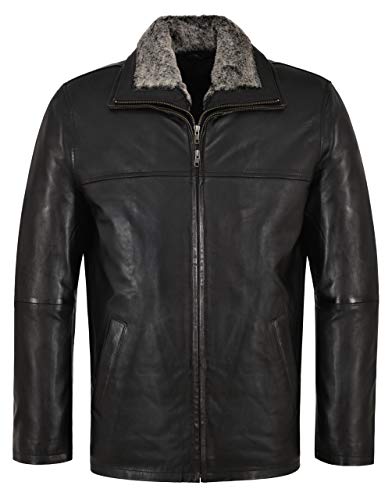 Smart Range Leather Herren-Lederjacke mit Kragen klassischer Hüftlänge Echter Lammleder-Ledermantel Jingo (S, Schwarz) von Smart Range Leather