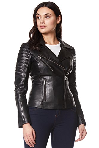 Smart Range Neu Damen 9334 Stilvolle Mode Designer Biker Weich Echtes Lederjacke (EU 36 / UK 10, Black) von Smart Range Leather