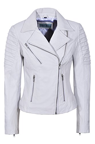 Smart Range Neu Damen 9334 Stilvolle Mode Designer Biker Weich Echtes Lederjacke (EU 40 / UK 14, White) von Smart Range Leather