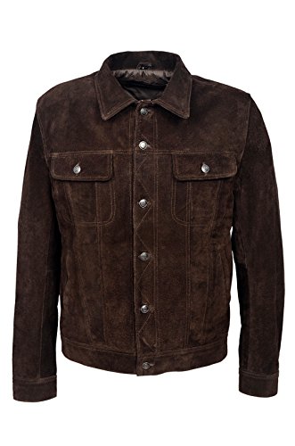 TRUCKER Herren Braun Wildleder 1280 Classic Western echtem Wildlederjacke echtem Wildrindleder -Leder-Jacke (M) von Smart Range Leather