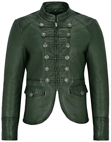 Damen Lederjacke grün Victory Military Parade Style echte weiche Lammfell 8976 (EU 38 / UK 12) von Smart Range Leather