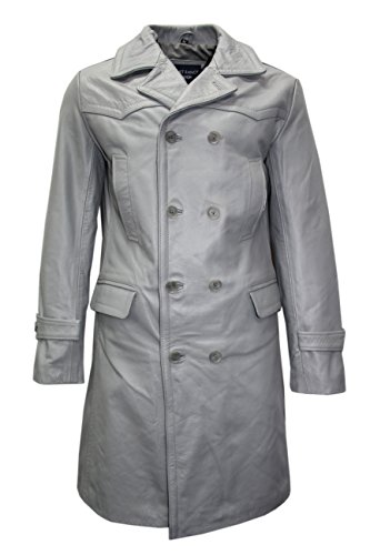 Herren Manteljacke aus echtem Rindsleder, U-Boot, grau, XL von Smart Range Leather