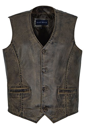 Smart Range Herren New Party Fashion Stylish Dirty Brown Echt Classic Designer Echt Weich Lammleder Weste 5226, Dirty Brown, S von Smart Range