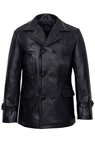 Smart Range - Kriegsmarine Deutscher WW2 Uboat Reefer, echte Hide Lederjacke – Herren, Schwarz , XXL von Smart Range