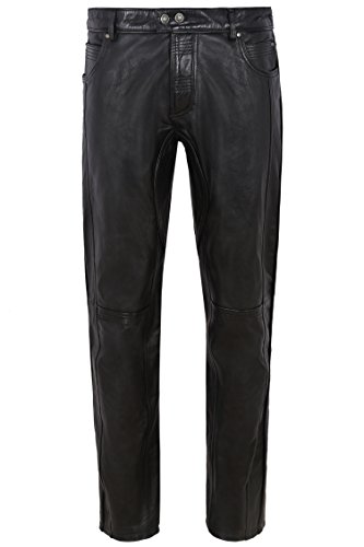 SMART RANGE Männer SCHWARZ stilvolle 4669 Art und Weise aus weichem Leder Designer Slim Fit Jeans Hosen (38) von SMART RANGE