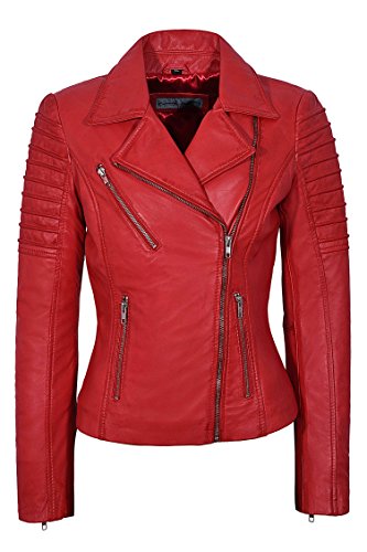 Smart Range Neu Damen 9334 Stilvolle Mode Designer Biker Weich Echtes Lederjacke (EU 38 / UK 12, Red) von Smart Range