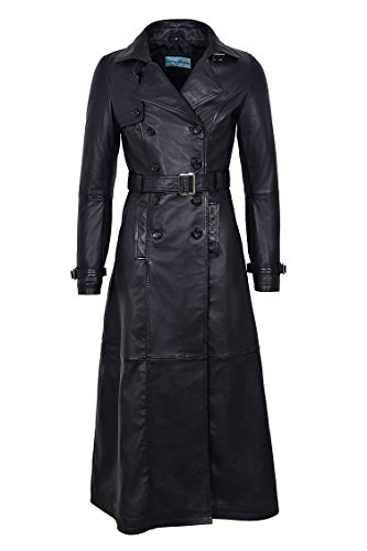 Smart Range 1123 Trenchcoat-Damenmantel, im Designer-Look, aus echtem Lammleder, Jacke, Mantel, Schwarz, Schwarz , 40 von Smart Range