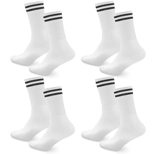 Sneaker Socken Herren Damen, 4 paar Unisex socks Atmungsaktiv Sportsocken Laufsocken Lange Business & Freizeit Baumwollsocken Schwarz Weiß ,Ideal für Herbst & Winter 39-42 von Smart Sir