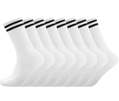 Socken Herren Damen Sportsocken 4 paar Tennissocken Schwarz Lange Baumwollsocken Weiß Laufsocken Arbeitssocken,weiss,43-46 von Smart Sir