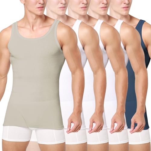 Unterhemd Herren 3/5er Pack Tank Top Baumwolle Männer Schwarz Weiss Mehrfarbig von Smart Sir