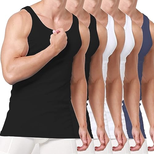 Unterhemd Herren 3/5er Pack Tank Top Baumwolle Männer Schwarz Weiss Mehrfarbig von Smart Sir