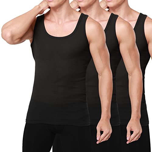 Smart Sir Unterhemd Herren 3er Pack 100% Baumwolle Tank Top Männer Schwarz von Smart Sir