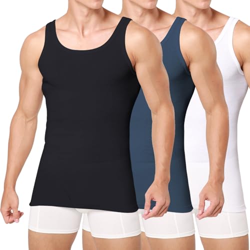 Unterhemd Herren 3/5er Pack Tank Top Baumwolle Männer Schwarz Weiss Mehrfarbig von Smart Sir