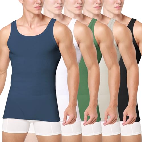 Unterhemd Herren 3/5er Pack Tank Top Baumwolle Männer Schwarz Weiss Mehrfarbig von Smart Sir