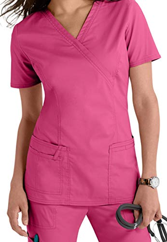 Smart Uniform 1125 Mock Wrap Top (L, Pink) von Smart Uniform