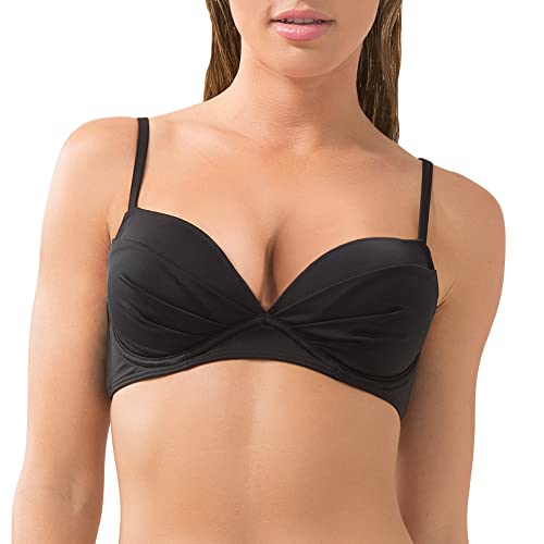 Smart & Sexy Damen Topswim Swim Parte Superiorswim روو لللل بل برل ل بswim Secret Convertible Push Up Bikinioberteil Bikini, schwarzer Farbton, 70A von Smart & Sexy