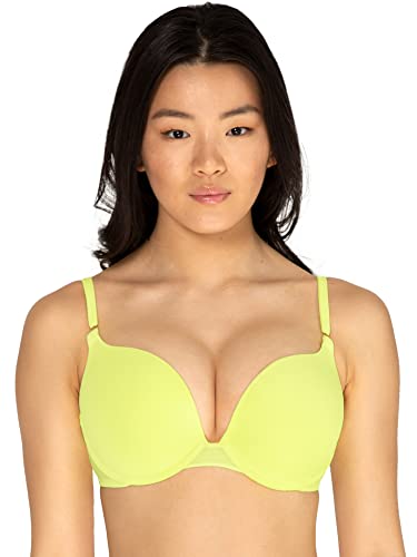 Smart & Sexy Damen Bügel Push-Up-BH, Halbschere, Electric Yellow (Netzgewebe), 70A von Smart & Sexy