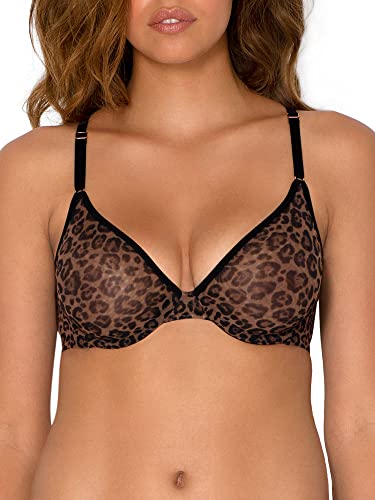 Smart & Sexy Damen Durchsichtiger Netz-Bügel Bügeln Demi BH, Klassischer Leopard, 90F von Smart & Sexy