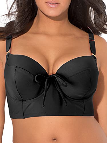 Smart & Sexy Damen Full-Busted Supportive Underwire Swimsuit Bikini Top Bikinioberteil, schwarzer Farbton, 85D von Smart & Sexy