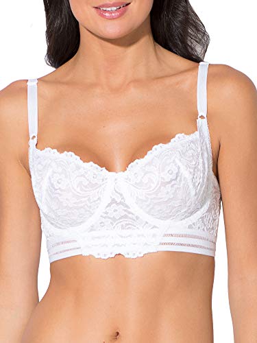 Smart & Sexy Damen Joan Smalls Signature Lace Unlined Underwire Longline Bra Halbschalen BH, weiß, 85B von Smart & Sexy