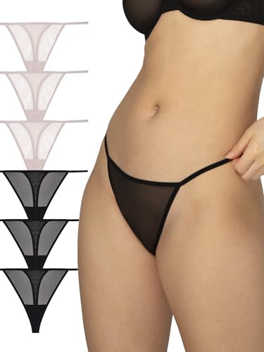 Smart & Sexy Damen Lace Thong Panties, Available in Multi Packs Tangahöschen, Rinden-Mesh/schwarzes Netzgewebe, XXL (6er Smart & Sexy Damen Lace Thong Panties, Available in Multi Packs Tangahöschen, Rinden-Mesh/schwarzes Netzgewebe, XXL (6er von Smart & Sexy