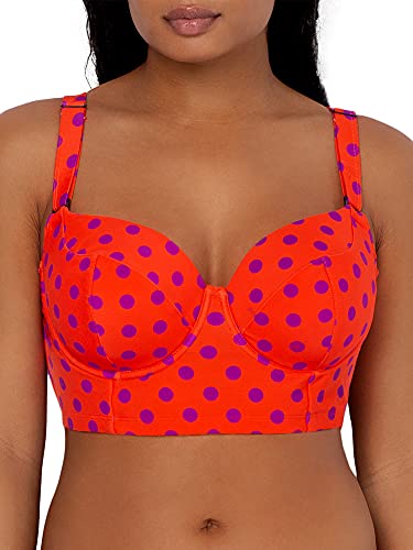 Smart & Sexy Damen Langes, gefüttertes Bikinioberteil mit Bügel in Übergröße Bikini, Leuchtend Gepunktet, 75DD von Smart & Sexy