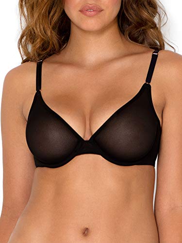 Smart & Sexy Damen Sheer Underwire Bra Demi BH, Durchsichtig, Schwarzer Farbton (Mesh), 85DD von Smart & Sexy