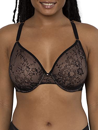 Smart & Sexy Damen Sheer Mesh Underwire Bra Demi BH, Durchsichtig [NA], Schwarzer Farbton mit Ballett-Fieber (Glatte Spitze), 85DD von Smart & Sexy