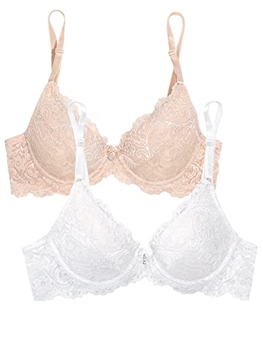 Smart & Sexy Damen Signature Lace 2er Pack Push-Up-BH, In The Buff/Weiß, 85A von Smart & Sexy