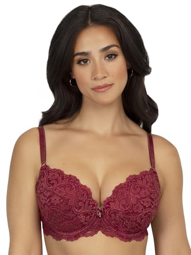 Smart & Sexy Damen Signature Lace Bra-Perfect for Seeking Effortless Style and Comfort Push-Up-BH, Halbtransparent, Tibetanisches Rot, 80C Smart & Sexy Damen Signature Lace Bra-Perfect for Seeking Effortless Style and Comfort Push-Up-BH, Halbtransparent, Tibetanisches Rot, 80C von Smart & Sexy