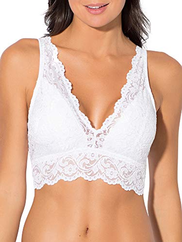 Smart & Sexy Damen Signature Lace Deep V Bralette BH, Weiss/opulenter Garten, Large von Smart & Sexy