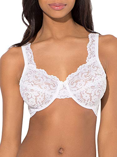 Smart & Sexy Damen Signature Lace Unlined Underwire Bra, Available in Single and 2 Packs BH, Undurchsichtige, Weiss/opulenter Garten, 80E von Smart & Sexy