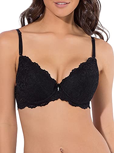 Smart & Sexy Damen Signature Spitze Push-Up-BH, Durchsichtig, Schwarzer Farbton, 75A von Smart & Sexy