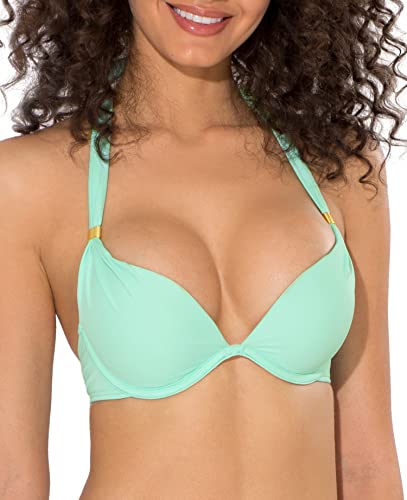 Smart & Sexy Damen Swim Secret Mega Push-up Halter Bikini Top Bikinioberteil, Mint Chip, 80B Smart & Sexy Damen Swim Secret Mega Push-up Halter Bikini Top Bikinioberteil, Mint Chip, 80B von Smart & Sexy