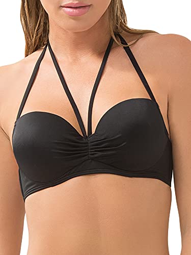 Smart & Sexy Damen Swim Secret Oberteil mit Neckholder Bikini, Schwarzer Farbton (ohne Muschelschalen), 80B von Smart & Sexy