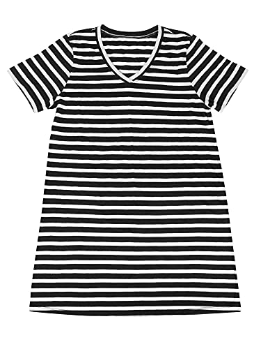 Smart & Sexy Damen Übergroßes Schlafshirt mit V-Ausschnitt Pyjamaoberteil, Gestreift, Medium von Smart & Sexy