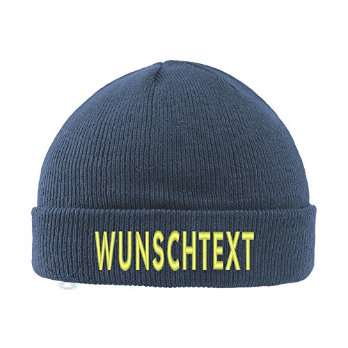 Smart Strickmütze WUNSCHTEXT (Navy) von Wolfszeit