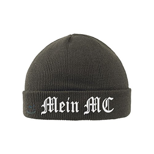 Smart Strickmütze WUNSCHTEXT (Oliv) von Wolfszeit